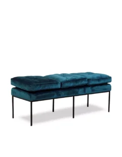 Banquette Bleue Velours 124cm Capucine