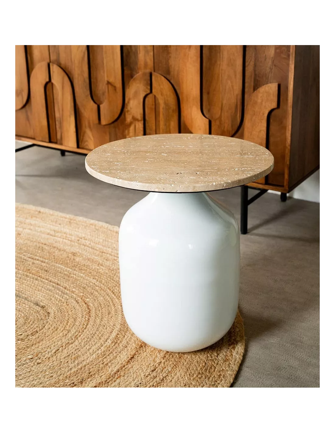 Bout De Canapé Travertin Blanc 4 Bout De Canapé Travertin Blanc – Image 2