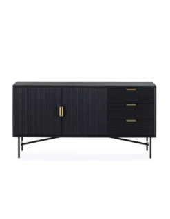 Buffet Noir 2 Portes 3 Tiroirs 154cm, Thai Natura -Deco En Ligne Soldes buffet noir 2 portes 3 tiroirs 154cm thai natura 2