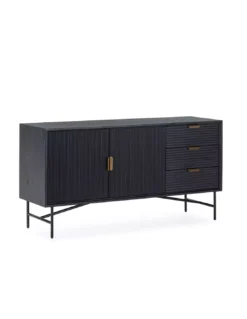 Buffet Noir 2 Portes 3 Tiroirs 154cm, Thai Natura
