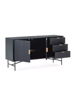 Buffet Noir 2 Portes 3 Tiroirs 154cm, Thai Natura -Deco En Ligne Soldes buffet noir 2 portes 3 tiroirs 154cm thai natura 3