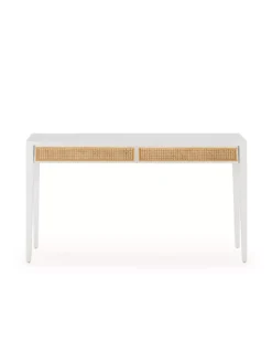 Bureau Blanc Et Cannage 140cm, Thai Natura -Deco En Ligne Soldes bureau blanc et cannage 140cm thai natura 2