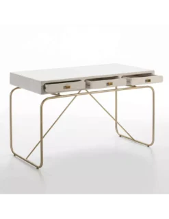 Bureau Bois Gris/doré, Thai Natura -Deco En Ligne Soldes bureau bois grisdore thai natura 2