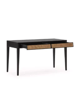 Bureau Noir Et Cannage 140cm, Thai Natura -Deco En Ligne Soldes bureau noir et cannage 140cm thai natura 2