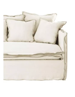 Canapé 3 Places Cosy Blanc Cassé -Deco En Ligne Soldes canape 3 places blanc casse en lin 2