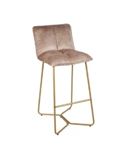 Chaise De Bar Velours Matelassé Beige Piètement Doré Eylau