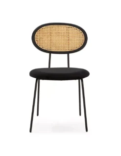 Chaise Rotin Et Velours Noir, Thai Natura