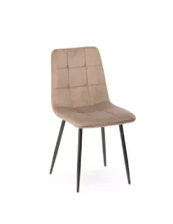Chaise Beige En Velours Manta