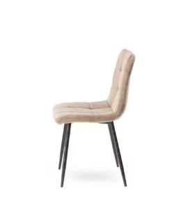 Chaise Beige En Velours Manta -Deco En Ligne Soldes chaise velours matelasse beige 3