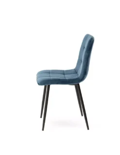 Chaise Bleue En Velours Manta -Deco En Ligne Soldes chaise velours matelasse bleu 3