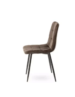 Chaise Marron En Velours Manta -Deco En Ligne Soldes chaise velours matelasse marron 3