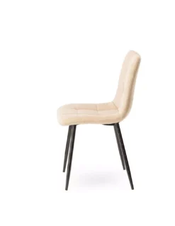 Chaise Beige Clair En Velours Manta -Deco En Ligne Soldes chaise velours matelasse sable 3