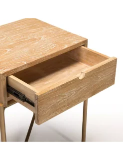 Chevet 1 Tiroir Chêne Blanchi/doré, Thai Natura -Deco En Ligne Soldes chevet 1 tiroir chene blanchidore thai natura 3