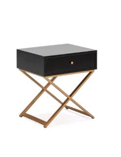 Chevet 1 Tiroir Noir/doré, Thai Natura