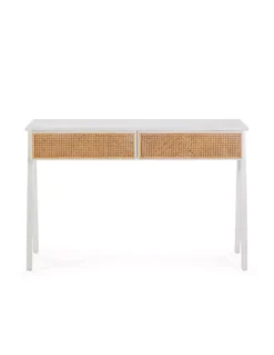 Console Blanche Et Cannage 120cm, Thai Natura -Deco En Ligne Soldes console blanche et cannage 120cm thai natura 2