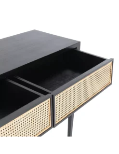 Console Cèdre Noire Et Cannage 140cm, Thai Natura -Deco En Ligne Soldes console cedre noire et cannage 140cm thai natura 1