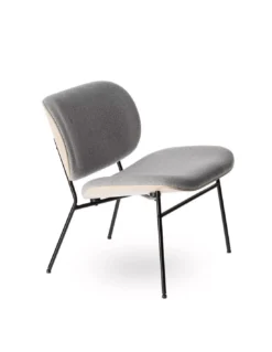 Fauteuil Kuji Gris Clair Structure Blanchie