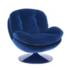 Fauteuil Pivotant Bleu En Velours Memento POP -Deco En Ligne Soldes fauteuil pivotant bleu en velours seventies