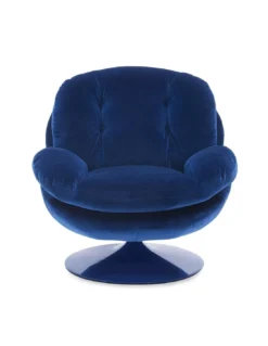 Fauteuil Pivotant Bleu En Velours Memento POP -Deco En Ligne Soldes fauteuil pivotant bleu en velours seventies 2