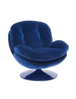 Fauteuil Pivotant Bleu En Velours Memento POP