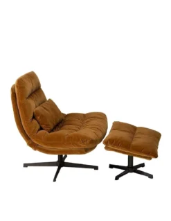 Fauteuil Pivotant Brun Wilmington Avec/sans Repose Pied -Deco En Ligne Soldes fauteuil pivotant brun velours avecsans repose pied 2