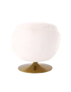 Fauteuil Pivotant Blanc Pied Doré Memento -Deco En Ligne Soldes fauteuil pivotant en velours blanc pied dore tomac 5