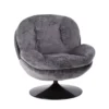 Fauteuil Pivotant En Velours Gris Pied Noir Memento -Deco En Ligne Soldes fauteuil pivotant en velours gris pied noir tomac