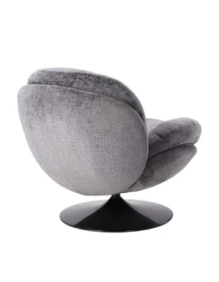 Fauteuil Pivotant En Velours Gris Pied Noir Memento -Deco En Ligne Soldes fauteuil pivotant en velours gris pied noir tomac 2