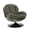 Fauteuil Pivotant En Velours Kaki Pied Noir Memento -Deco En Ligne Soldes fauteuil pivotant en velours kaki pied noir tomac