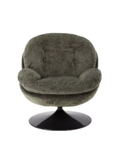 Fauteuil Pivotant En Velours Kaki Pied Noir Memento -Deco En Ligne Soldes fauteuil pivotant en velours kaki pied noir tomac 2