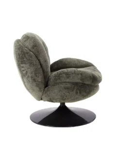 Fauteuil Pivotant En Velours Kaki Pied Noir Memento -Deco En Ligne Soldes fauteuil pivotant en velours kaki pied noir tomac 3
