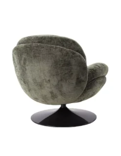 Fauteuil Pivotant En Velours Kaki Pied Noir Memento -Deco En Ligne Soldes fauteuil pivotant en velours kaki pied noir tomac 4