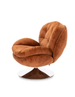 Fauteuil Pivotant En Velours Ocre Memento -Deco En Ligne Soldes fauteuil pivotant en velours ocre tomac 2