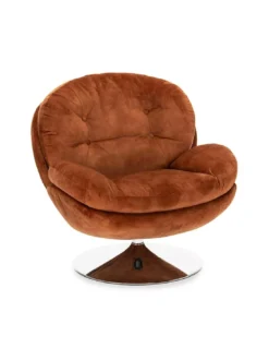 Fauteuil Pivotant En Velours Ocre Memento