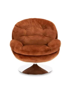 Fauteuil Pivotant En Velours Ocre Memento -Deco En Ligne Soldes fauteuil pivotant en velours ocre tomac 3