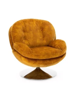 Fauteuil Pivotant En Velours Orangé Memento