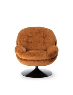 Fauteuil Pivotant En Velours Rouille Pied Noir Memento -Deco En Ligne Soldes fauteuil pivotant en velours rouille pied noir tomac 2