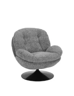 Fauteuil Pivotant Gris Chiné Pied Noir Memento