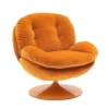 Fauteuil Pivotant Orange En Velours Memento POP -Deco En Ligne Soldes fauteuil pivotant orange en velours seventies