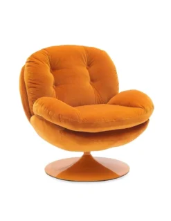 Fauteuil Pivotant Orange En Velours Memento POP