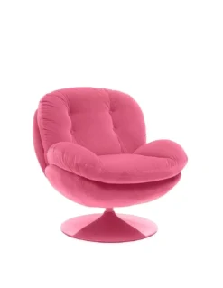 Fauteuil Pivotant Rose En Velours Memento POP