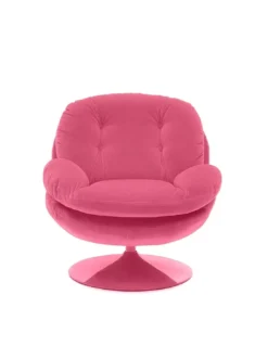 Fauteuil Pivotant Rose En Velours Memento POP -Deco En Ligne Soldes fauteuil pivotant rose en velours seventies 3
