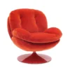 Fauteuil Pivotant Rouge En Velours Memento POP -Deco En Ligne Soldes fauteuil pivotant rouge en velours seventies