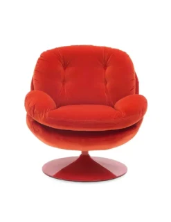 Fauteuil Pivotant Rouge En Velours Memento POP -Deco En Ligne Soldes fauteuil pivotant rouge en velours seventies 3