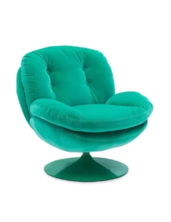Fauteuil Pivotant Vert Clair En Velours Memento POP