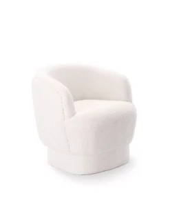 Fauteuil Blanc Bona En Tissu Bouclettes