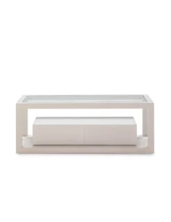 Meuble TV Blanc/verre 2 Tiroirs, Thai Natura -Deco En Ligne Soldes meuble tv blancverre 2 tiroirs thai natura 2