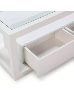 Meuble TV Blanc/verre 2 Tiroirs, Thai Natura -Deco En Ligne Soldes meuble tv blancverre 2 tiroirs thai natura 3