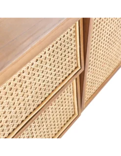 Meuble TV Cèdre Naturel Et Cannage 160cm, Thai Natura -Deco En Ligne Soldes meuble tv cedre naturel et cannage 160cm thai natura 2