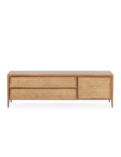 Meuble TV Cèdre Naturel Et Cannage 160cm, Thai Natura -Deco En Ligne Soldes meuble tv cedre naturel et cannage 160cm thai natura 4